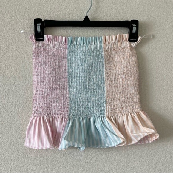 NWT Revolve X Petersyn Marianna Smocked Ruffle Tube Top In Tutti Color SZ XS - Picture 3 of 10